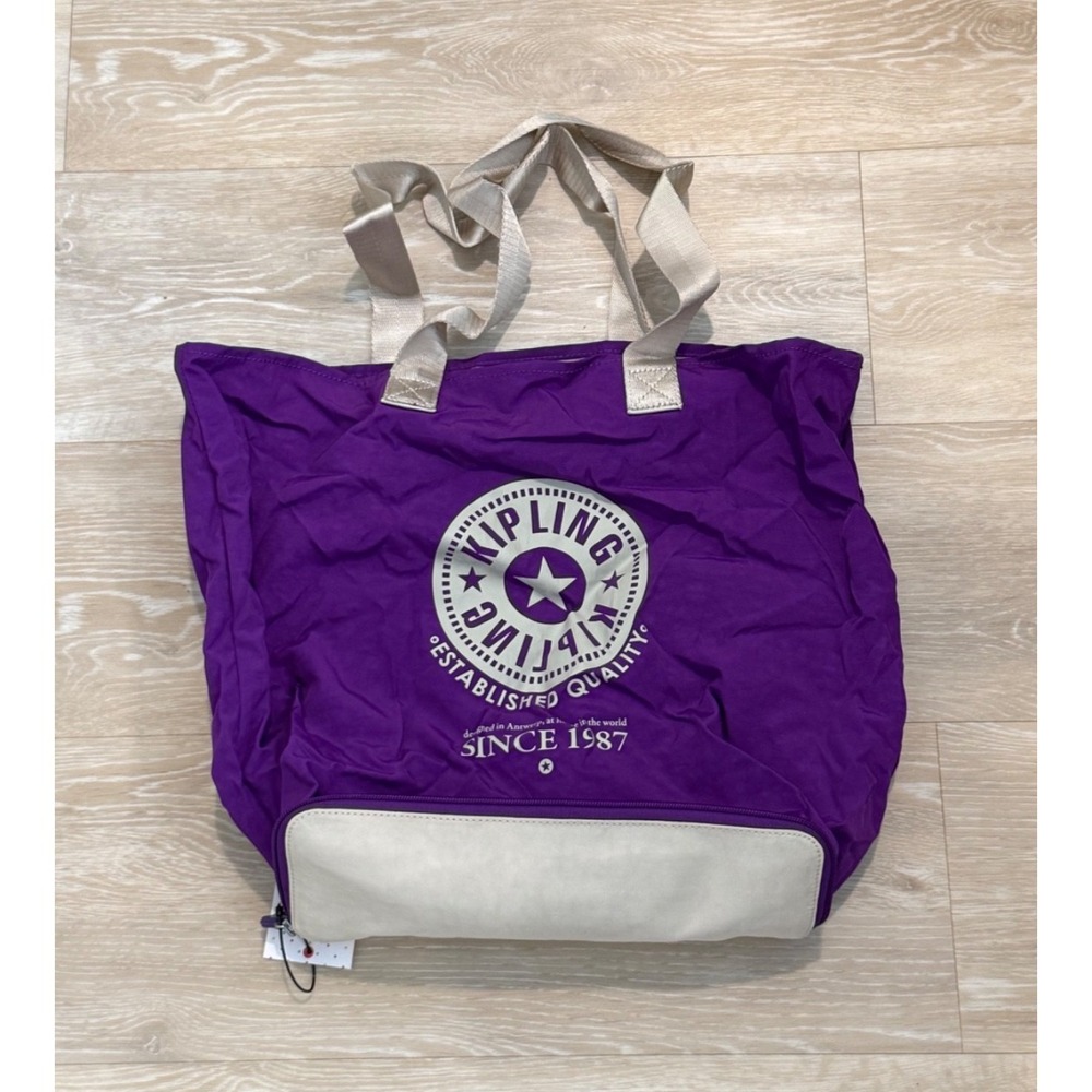Kipling Hiphurray Collapsible Travel Tote Bag; Purple NWT
